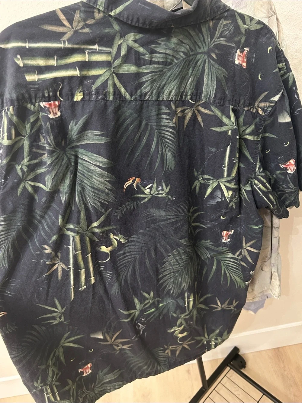 Roark Men's shirt with Green Tropical Leaf Print